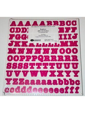 Creative Memories ABC/123 Raspberry Pink Sticker Sheet Bold Matte Letters